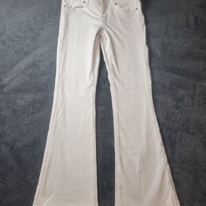 American Eagle Next Level Stretch Jeans Womens Size 0, White Low Rise Kick Boot